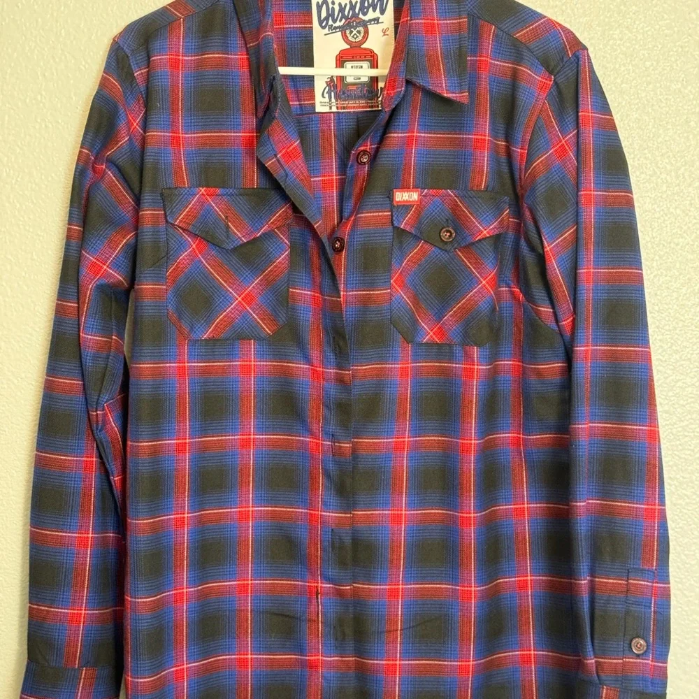 🚨SOLD🚨DIXXON Red and Blue Plaid Men's Shirt - Picture 1 of 1